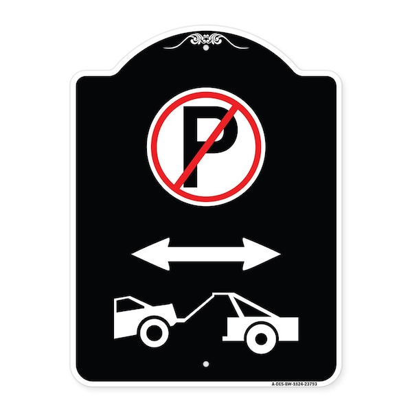 Signmission No Parking Tow Away Zone W/ Graphic Heavy-Gauge Aluminum Sign, 24" x 18", BW-1824-23793 A-DES-BW-1824-23793 - main